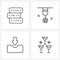 UI Set of 4 Basic Line Icons of book, arrow, file, medal, glass