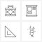 UI Set of 4 Basic Line Icons of brazil, triangle, new, document, basic