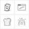 UI Set of 4 Basic Line Icons of card, breakfast, spade, web layout, baby