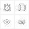 UI Set of 4 Basic Line Icons of chronometer, goal, travel, hotel, target