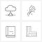 UI Set of 4 Basic Line Icons of cloud; close; network; security; align