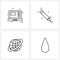 UI Set of 4 Basic Line Icons of computer; global; tech; school; world