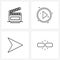 UI Set of 4 Basic Line Icons of film; mouse; vide; play; broken