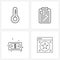 UI Set of 4 Basic Line Icons of fire place, dollar, firefighter, documents, web