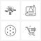 UI Set of 4 Basic Line Icons of idea; network; focus; laptop; communication