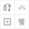 UI Set of 4 Basic Line Icons of key; add; tag; pointer; increase