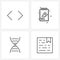 UI Set of 4 Basic Line Icons of move, lab, diary, dna, tag