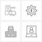 UI Set of 4 Basic Line Icons of pulse, buildings, tracker, setting, laptop