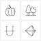 UI Set of 4 Basic Line Icons of pumpkin, text, food, forest, activities
