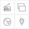 UI Set of 4 Basic Line Icons of radio, healthy, control, activities, navigation