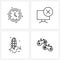 UI Set of 4 Basic Line Icons of ui; vegetable; clock; cross; corns