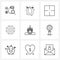 UI Set of 9 Basic Line Icons of celebrations, year, select, new, celebration