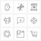 UI Set of 9 Basic Line Icons of comment, megaphone, pencil, loudspeaker, announcement