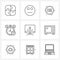 UI Set of 9 Basic Line Icons of downloading, schedule, vote, precious, menu