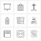 UI Set of 9 Basic Line Icons of gift, party, grave, price, dollar