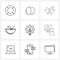 UI Set of 9 Basic Line Icons of pencil, eat, medical, noodle, bowl