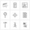 UI Set of 9 Basic Line Icons of target, select, furniture, mirror, face