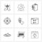 UI Set of 9 Basic Line Icons of user interface, smart phone, door, picture, man