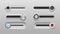 UI slider bar buttons, volume switch slide toggles