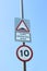 UK 10 mph speed limit and traffic calming speed bumps signs