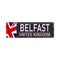 UK city Belfast Vintage sign. Travel destinations theme on old rusty background.