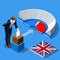 UK Election concept English people vote and isometric ballot box