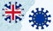 UK and EU flags in virus symbols Compare Brexit Virus Response