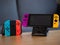 UK - Feb 2020: Nintendo Switch portable games console and joy con controllers