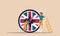 Uk finance growth and parliament strategy politics to europe. Government compass direction vector illustration concept. Market