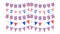UK flag garlands set. Union Jack pennants chain collection. British party bunting decoration. Great Britain flags for