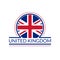 UK flag icon. The United Kingdom circle logo or badge. British round banner. Union Jack flag emblem. Vector illustration