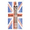 UK flag with London city famous landmark. Travel Great Britain b