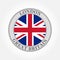 UK flag round icon or badge. London circle button. United Kingdom and Great Britain national symbol. Vector illustration.