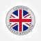 UK flag round icon or badge. London circle button. United Kingdom and Great Britain national symbol. Vector illustration