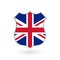 UK flag in the shape of a police badge. British flag icon. Great Britain, United Kingdom and England national symbol. Vector