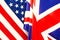 UK flag and USA Flag . Relations between countries