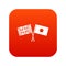 UK and Japan flags crossed icon digital red