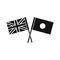 UK and Japan flags crossed icon, simple style