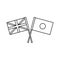 UK and Japan flags icon, outline style