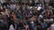 UK, London, 6/6/2020 - A large crowd of London Black Lives Matter protesters with placards clapping outside the houses of parliame