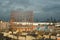 UK, London, The Oval Gasholder in the city view