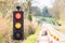 UK Motorway Roadworks Red Yellow Traffic Lights Cones
