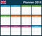 UK Planner blank for 2018. English Scheduler, agenda or diary template. Week starts on Monday