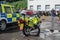 UK police motorcycle next to police 4x4