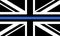 UK Police Thin Blue Line flag. The flag symbolizes pride in the police and law enforcement officers.