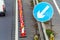 UK Road Services Roadworks Cones and directional Signs on motorway