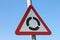 UK roundabout ahead warning sign