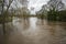 UK - South Yorkshire - Rotherham - Storm Dennis Floods River Don, Hooton Road, Kilnhurst, Rawmarsh, 8,30am 16th Feb 2020