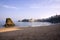 UK, Tenby from North Beach. Town and harbour. Autumn sunshine