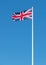 UK Union flag of Great Britain long flagpole.